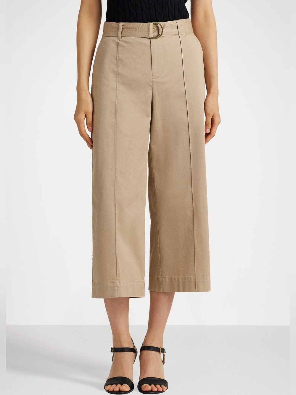 Lauren Ralph Lauren Brienda Tan Wide Leg Crop Pants 16 NWT Preppy Workwear Chic